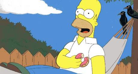 Homer Simpson se svou milovanou koblihou